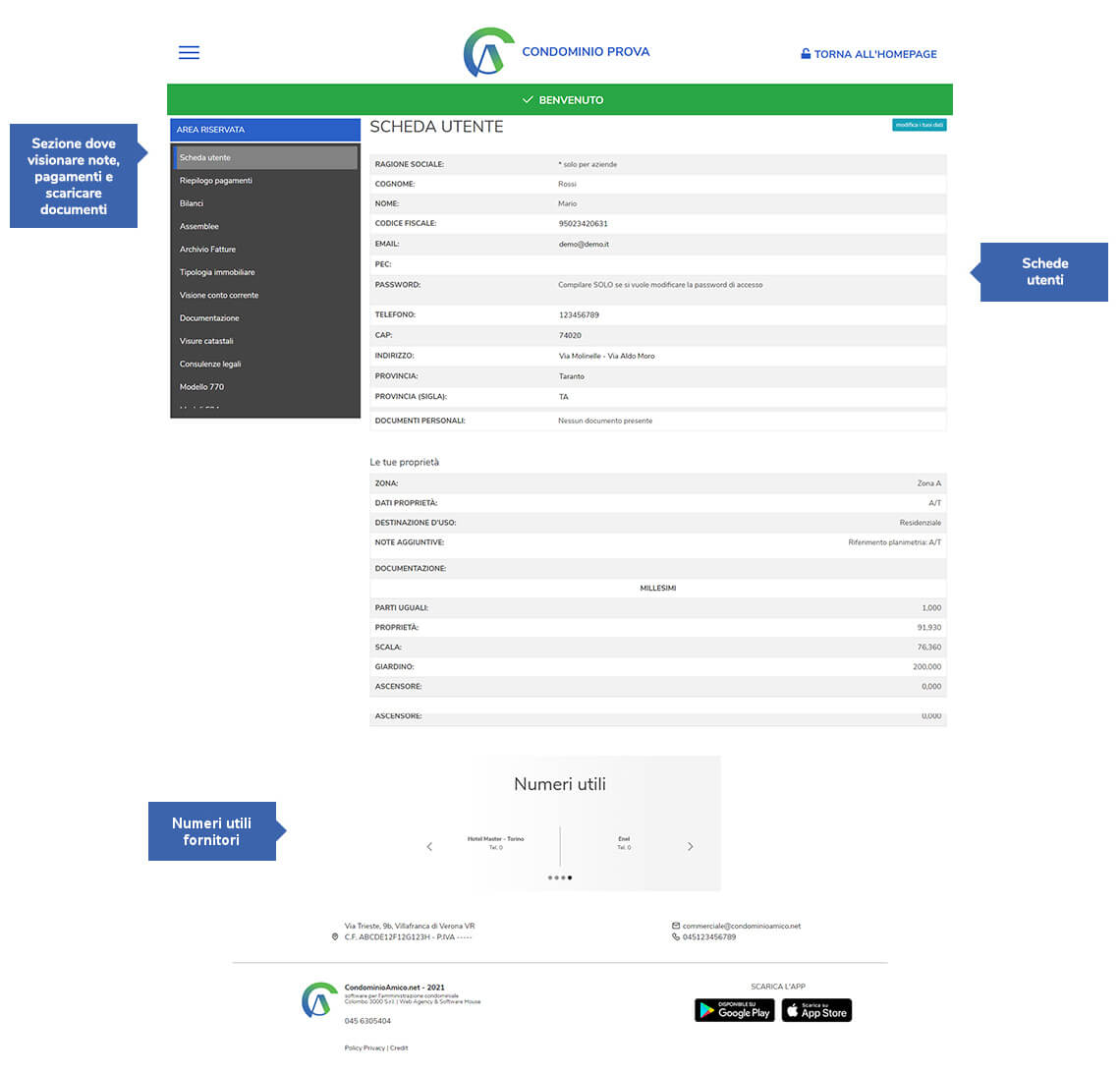 sito internet per condominio